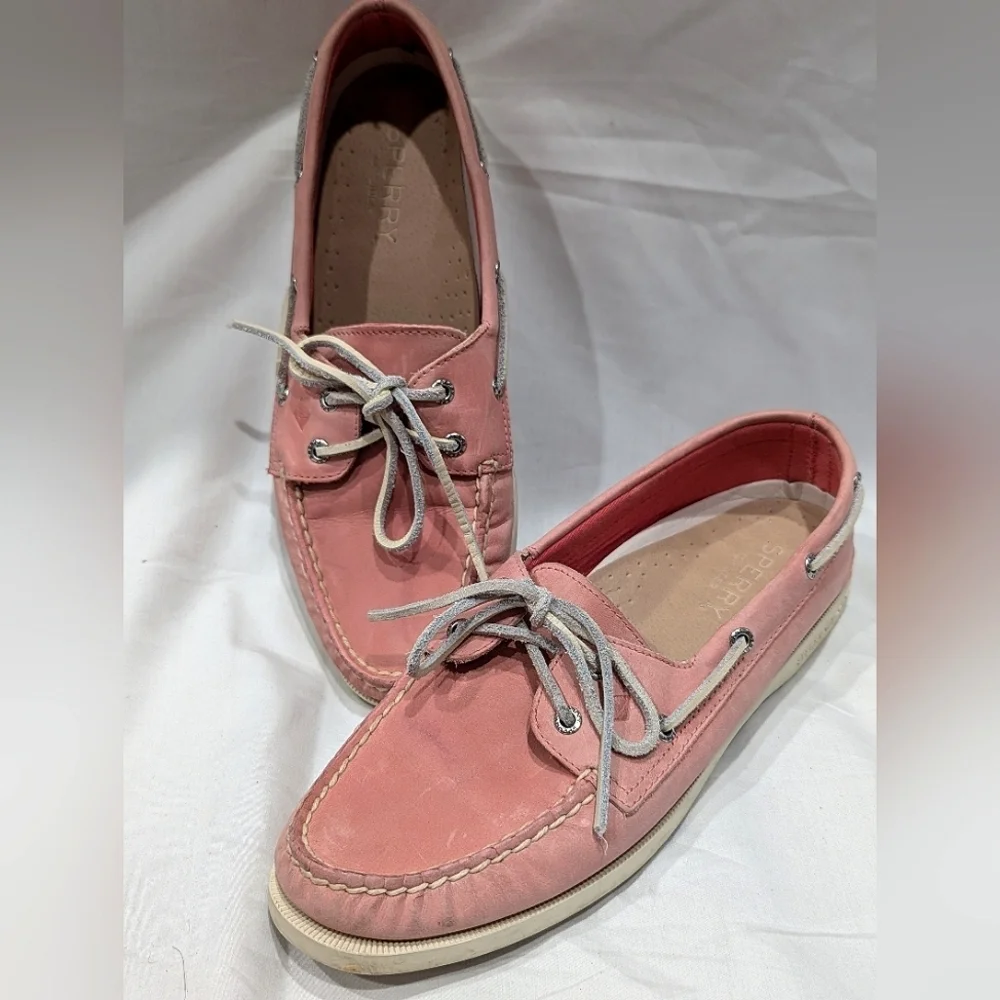 Sperry Top Sider Pink Leather Lace up Boat Deck Shoes Preppy Women’s Size 9 - Picture 1 of 9
